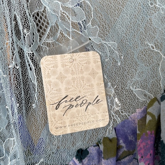 Free People Blue Floral Lace Blouse - Picture 3 of 14